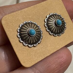 Silver and Turquoise Stud Earrings